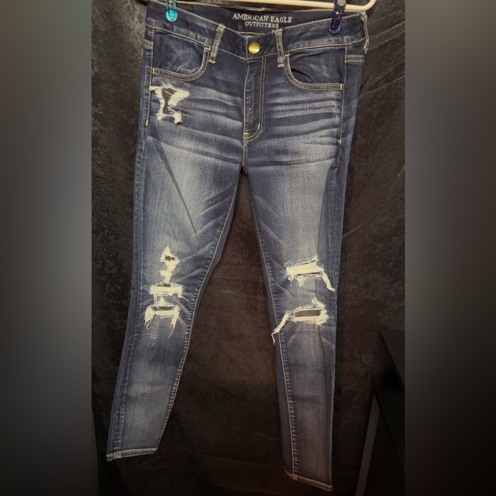 American Eagle Outfitters Ripped Blue Skinny Jeans